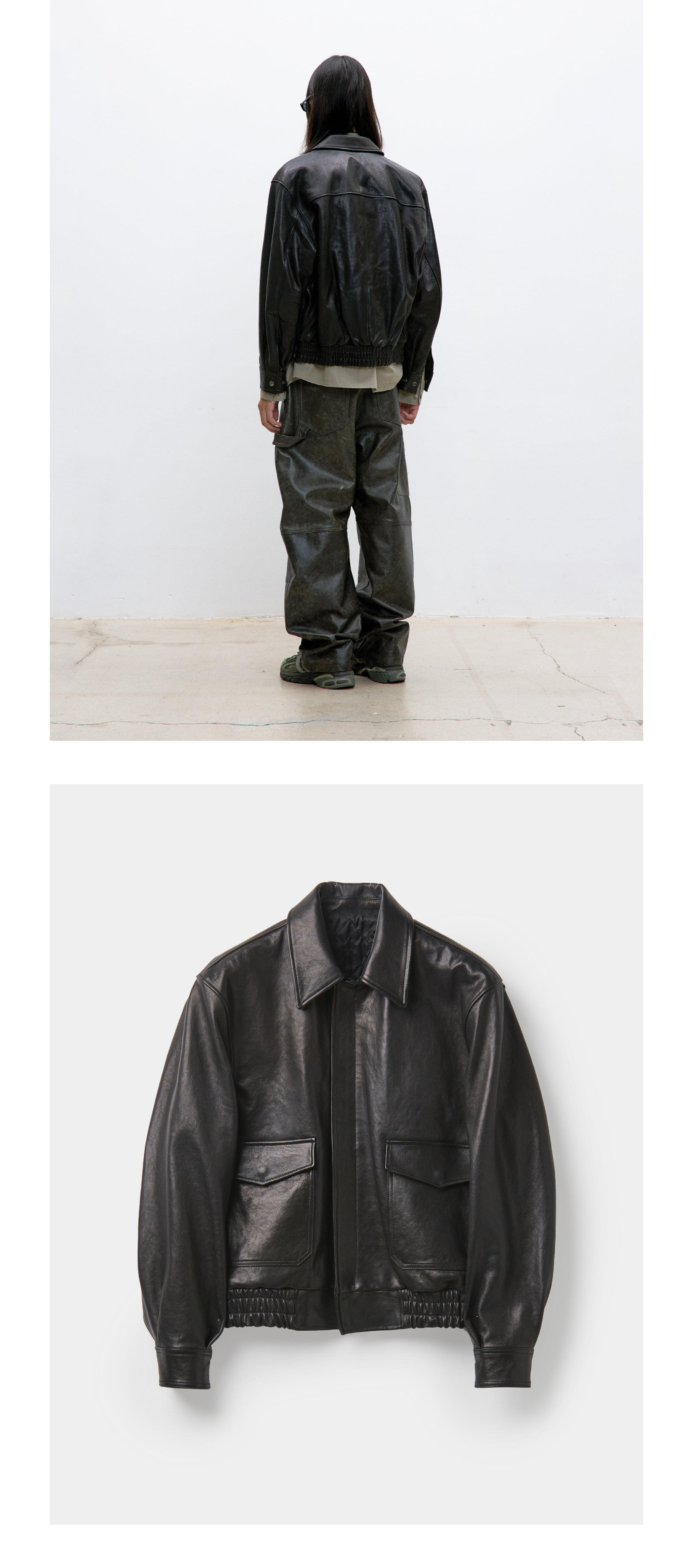 MUSINSA公式 | COOR ベジタブルレザー A-2 ジャケット (ブラック)