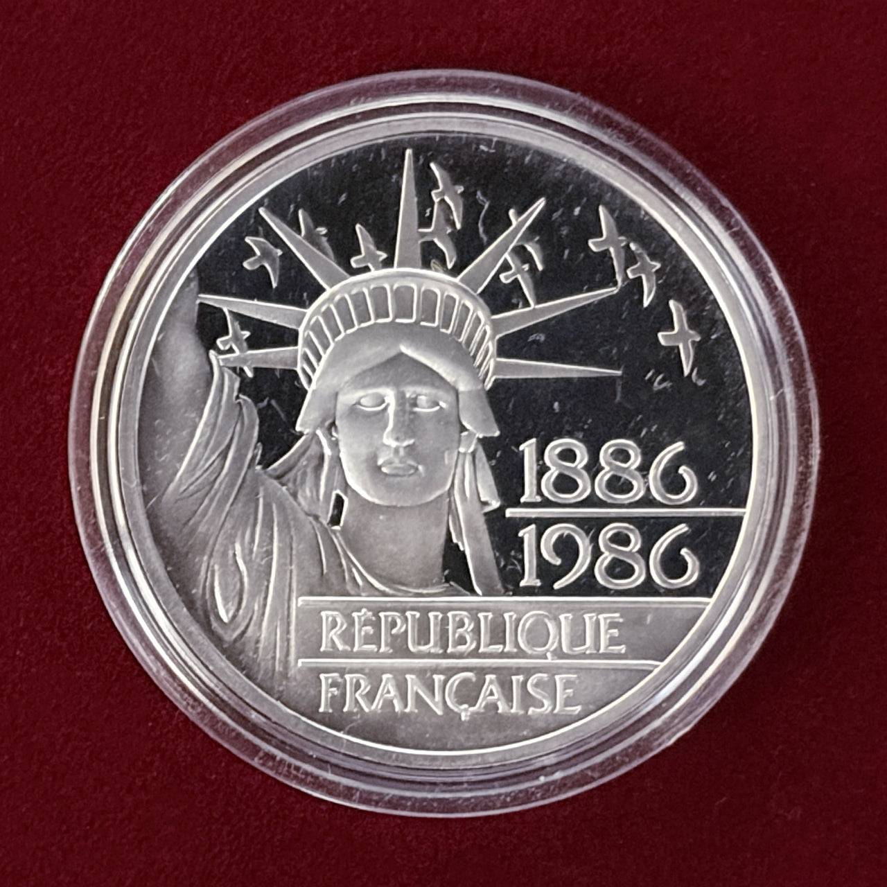 フランス】自由の女神像100周年記念 100フラン 銀貨 プルーフ 1986［B