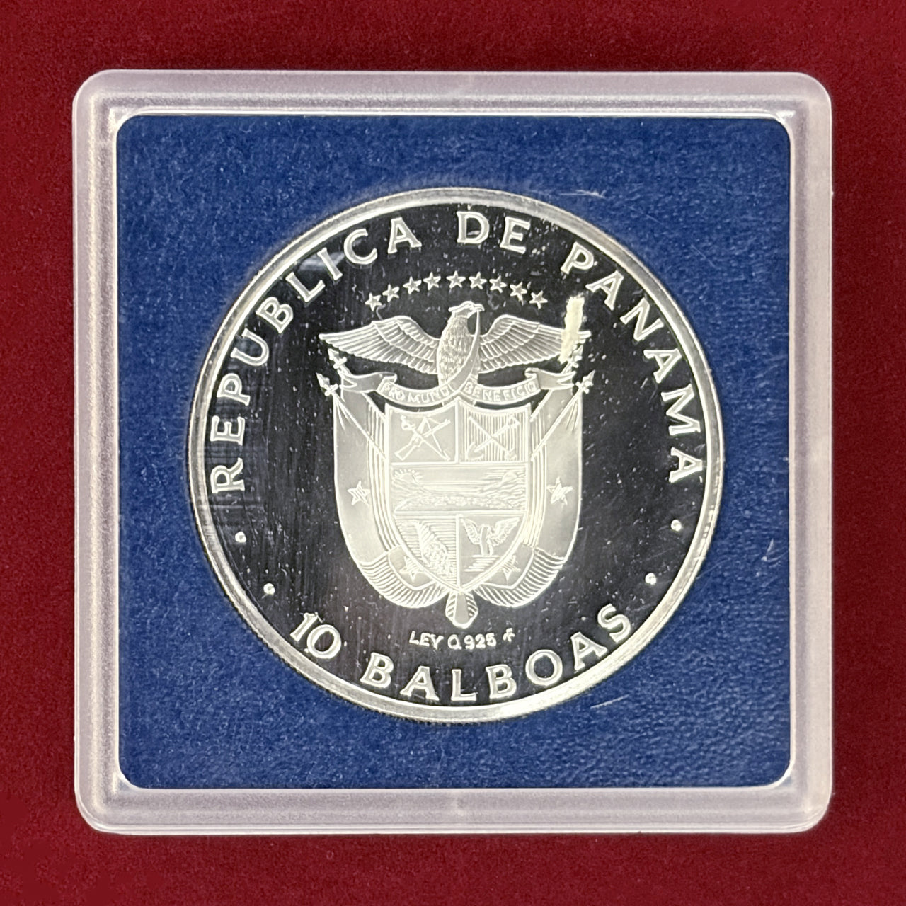 パナマ】パナマ運河条約履行記念 運河船と国旗 10ボリバル 銀貨