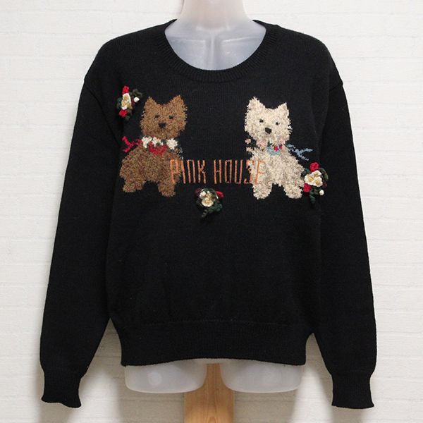 黒スコッチテリア編み込みセーター - ピンクハウス通販｜リサイクル
