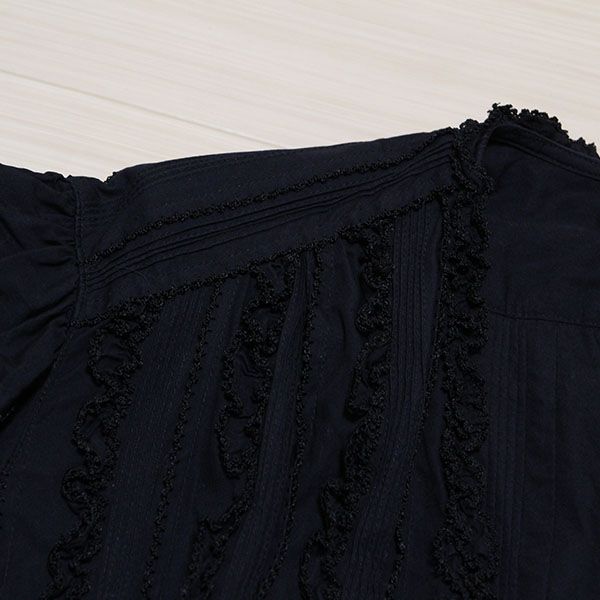 黒ピンタック&ピコフリルオーバーブラウス - ピンクハウス通販