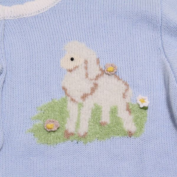 サックス系まきばのひつじ編み込みニットカーディガン - ピンクハウス