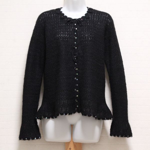 黒花モチーフ透かし編みモヘアカーディガン【L】 - ピンクハウス通販