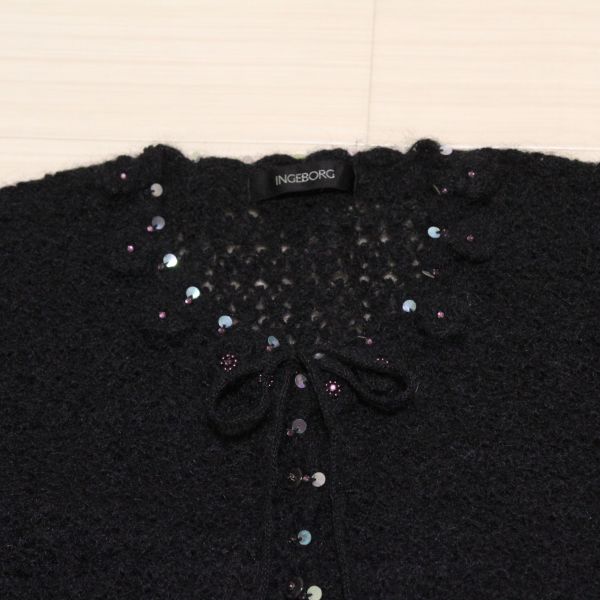 黒花モチーフ透かし編みモヘアカーディガン【L】 - ピンクハウス通販