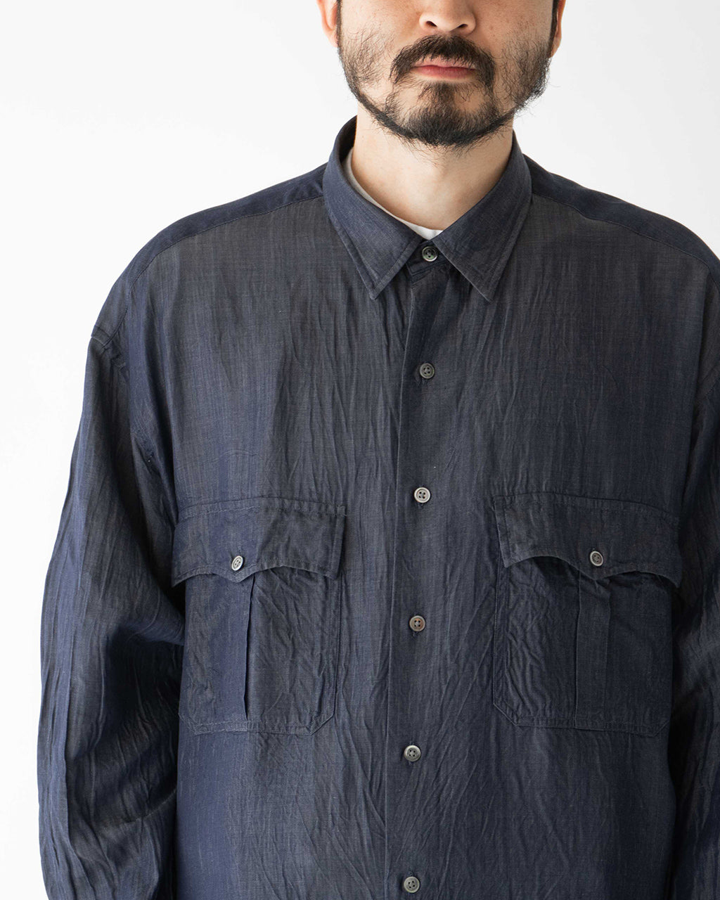 PORTER CLASSIC ポータークラシック 長袖シャツ キュプラ ロールアップ