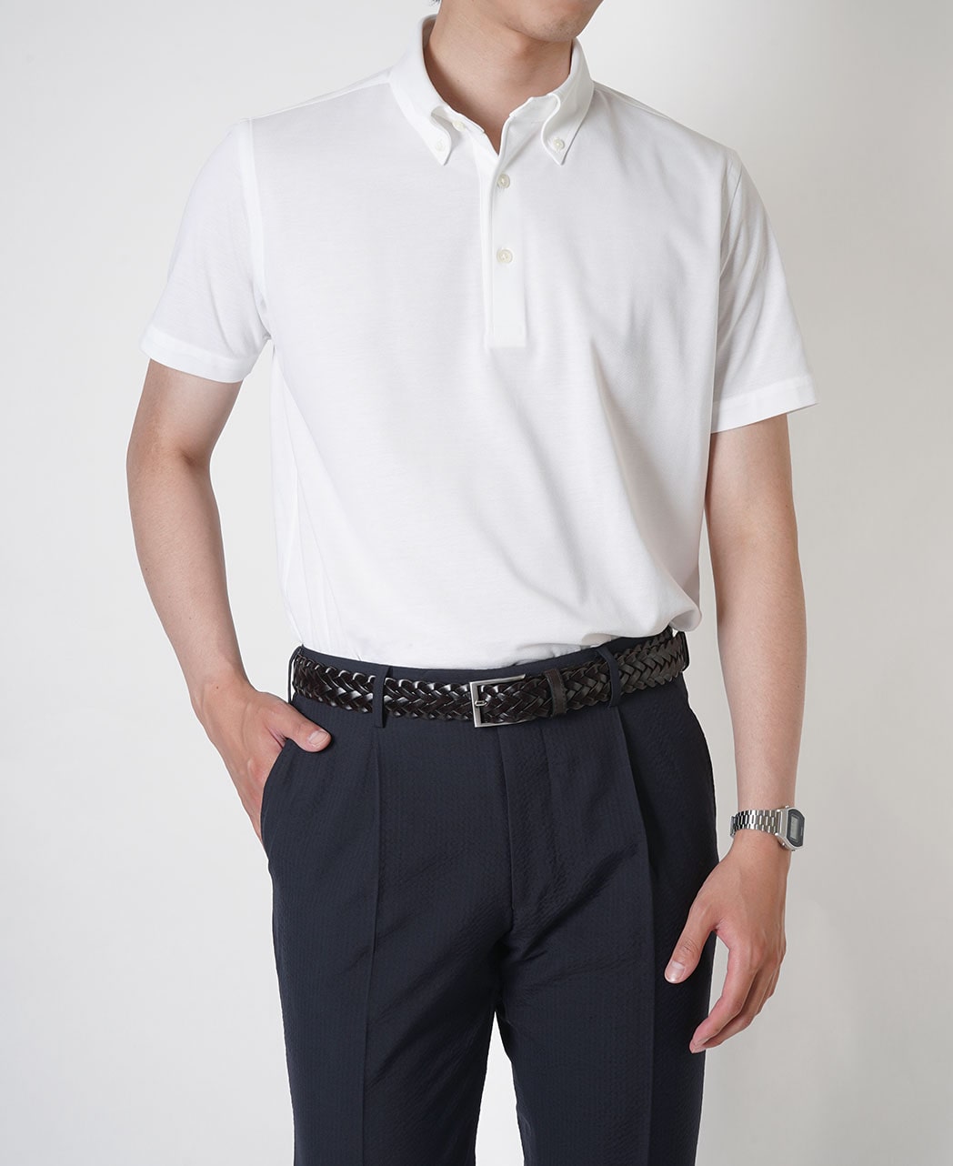 シアサッカースラックス（1タック）(44 ブルー系): メンズ｜メーカーズ