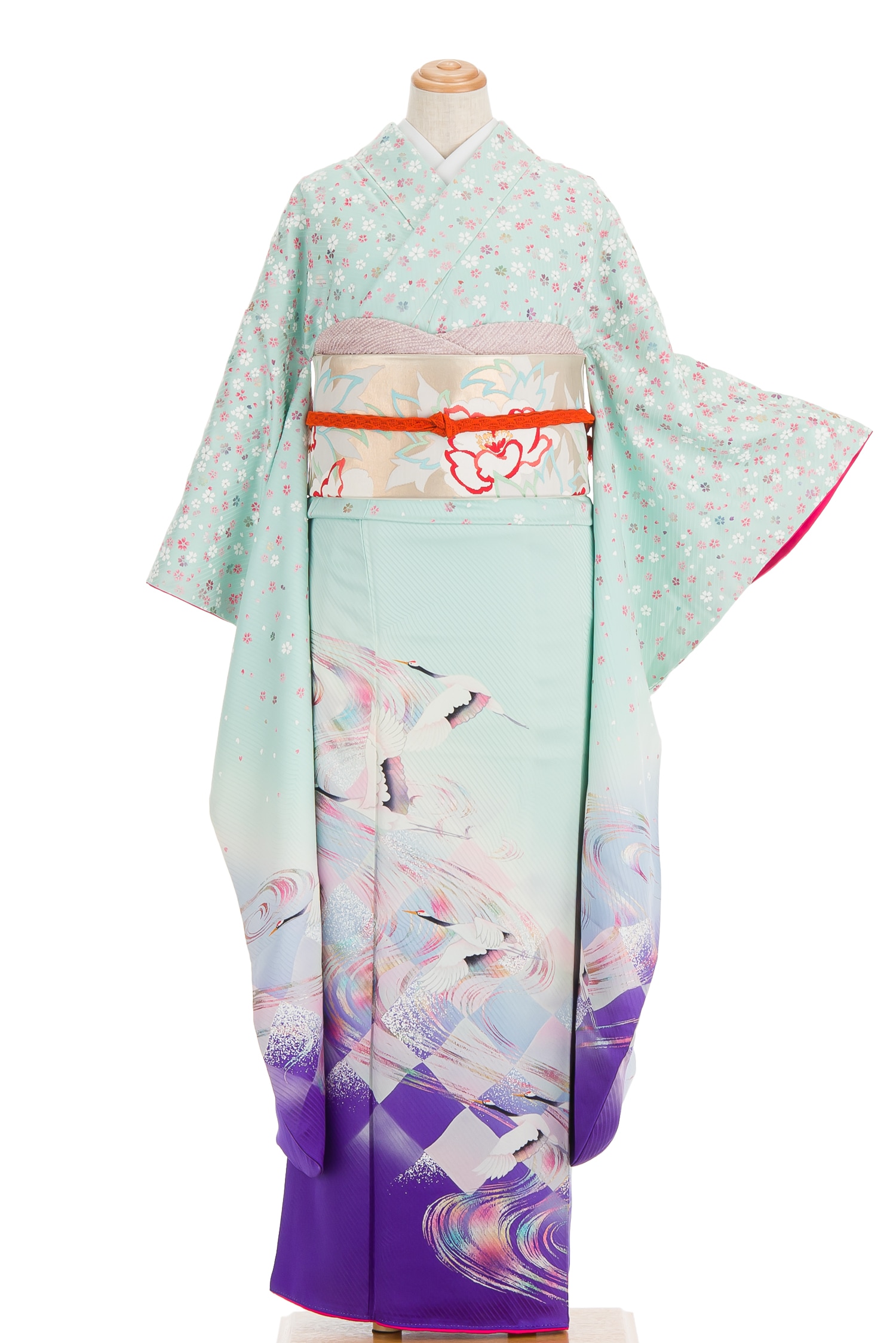 振袖 松本幸四郎監修 ダイヤと鶴 - からん::アンティーク着物