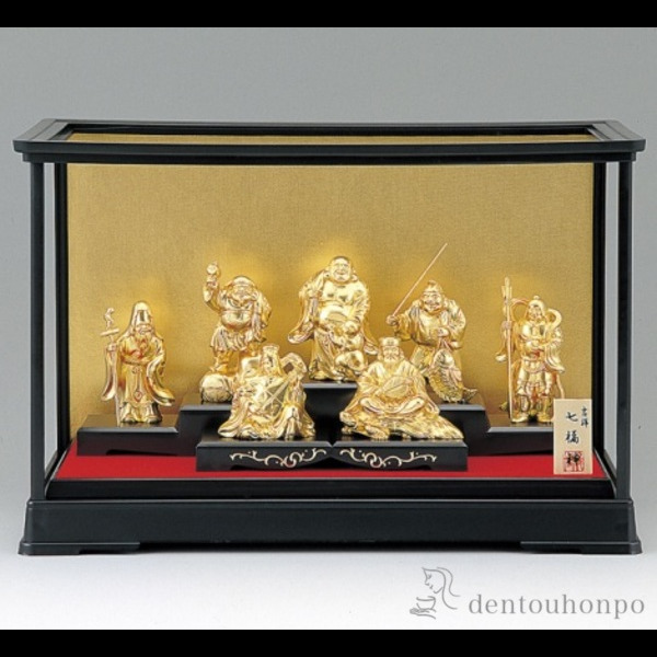 送料無料】 吉祥七福神 純金メッキ / 恵比寿 大黒 宝船 置物 幸運 高岡