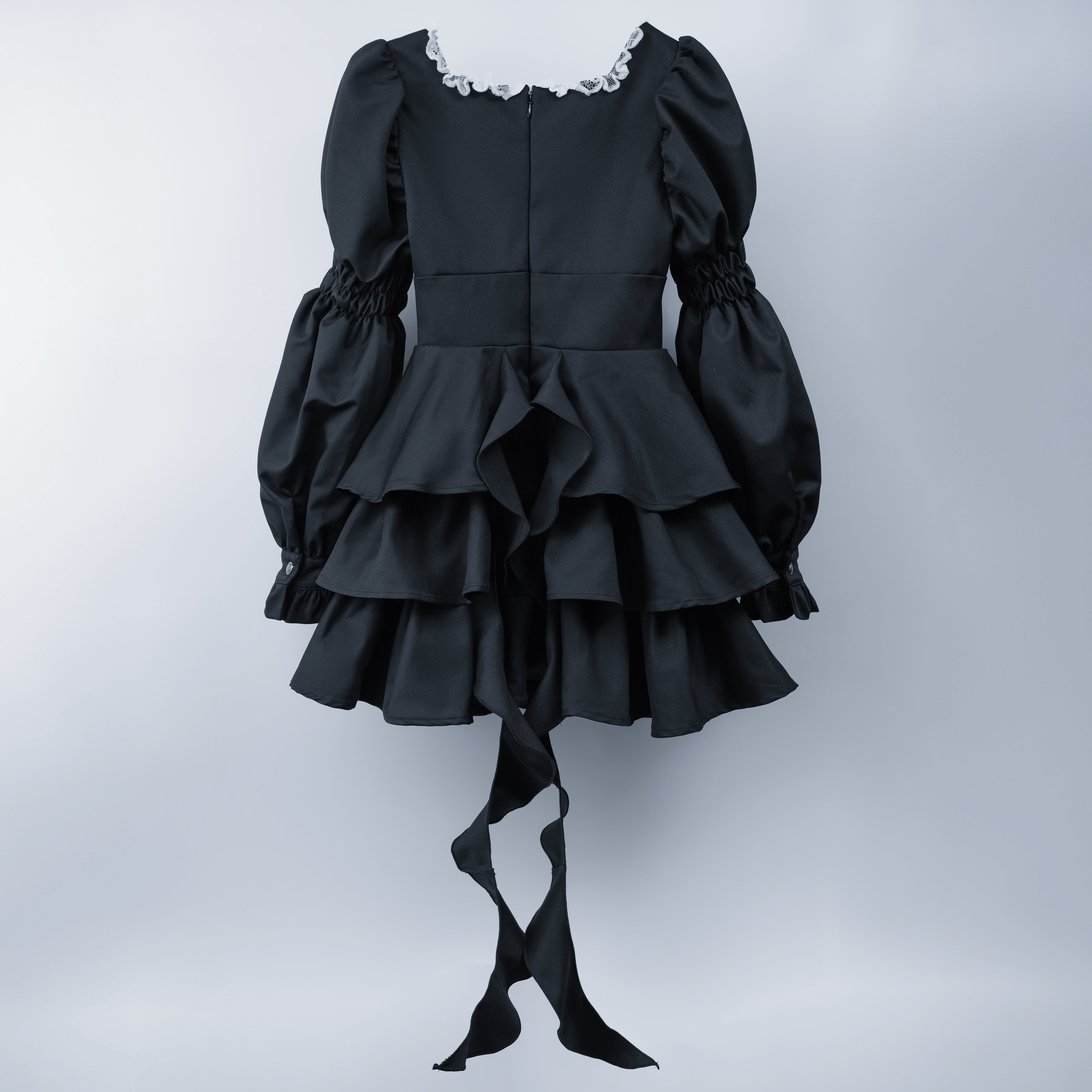 doll ruffle puff one piece black
