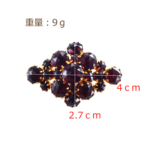 花形ブローチ 多色ストーン イタリアアンティーク9金 花形ブローチ 多