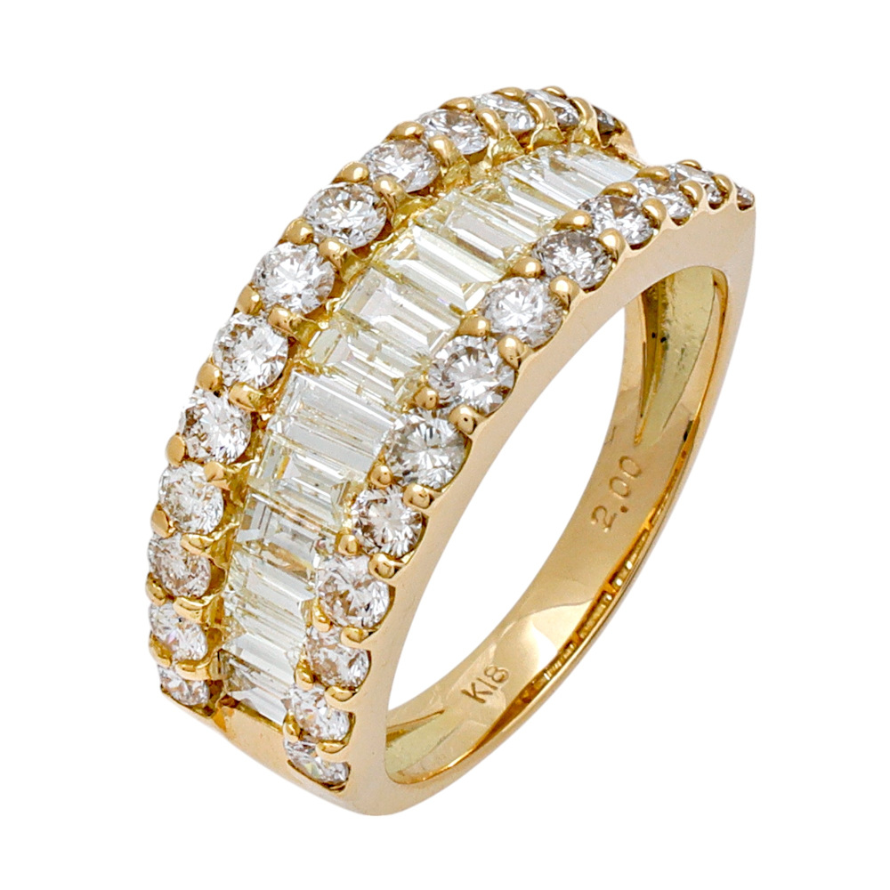 K18イエローゴールド ダイヤモンド バゲット リング J396888 | ユキ