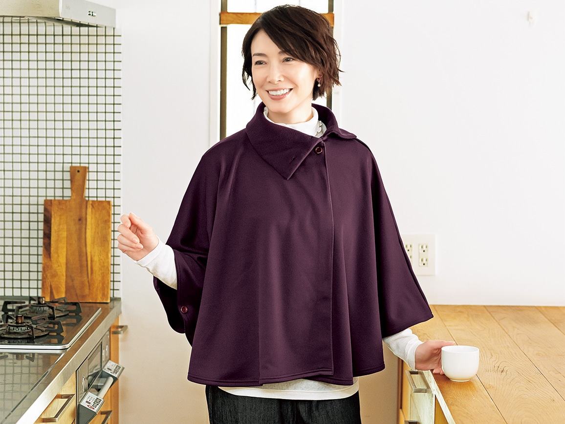 あったか起毛巻きポンチョ(64_パープル): ｜ カタログ通販のハルメク
