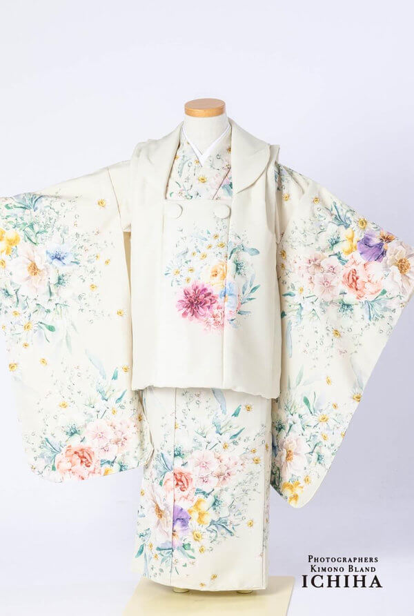 3歳七五三レンタル ガーデンオフ白 レース襟付き