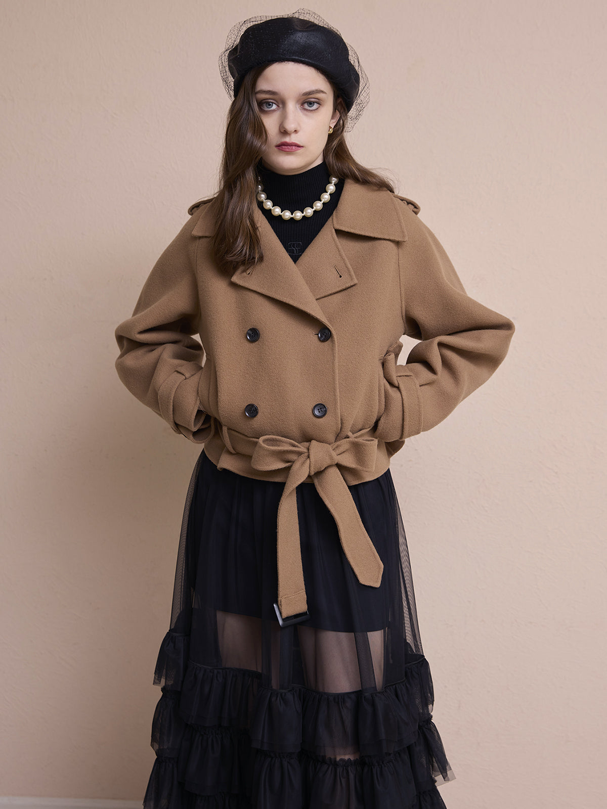 ウールショートトレンチコート