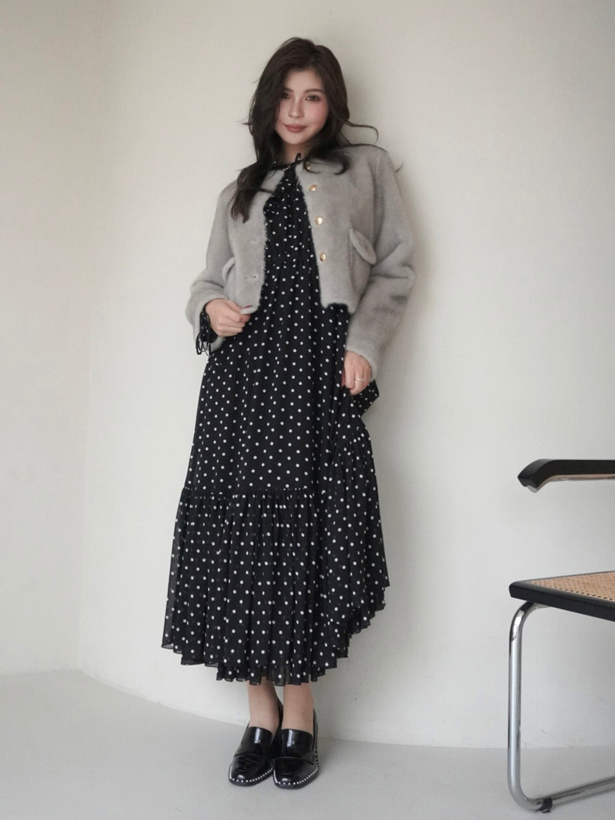 ドットギャザーフリルワンピース
