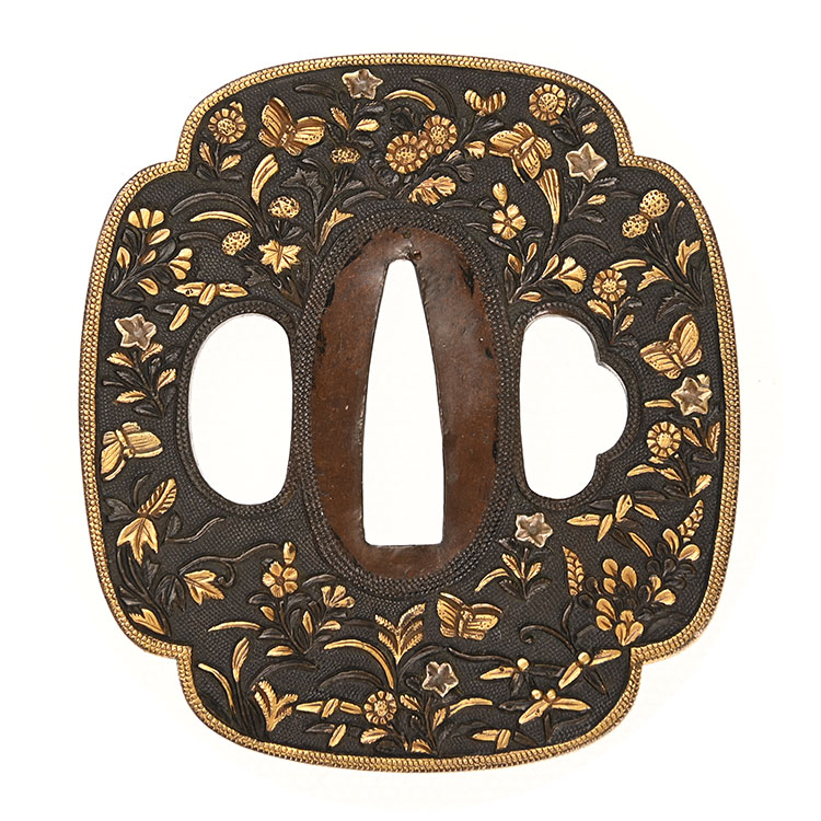 美濃鍔/鐔 秋草蝶図 文化資料刀装具 ｜日本刀販売は永楽堂