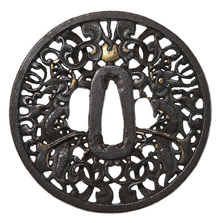 南蛮 珠追双龍唐草透鍔/鐔 ｜日本刀販売は永楽堂