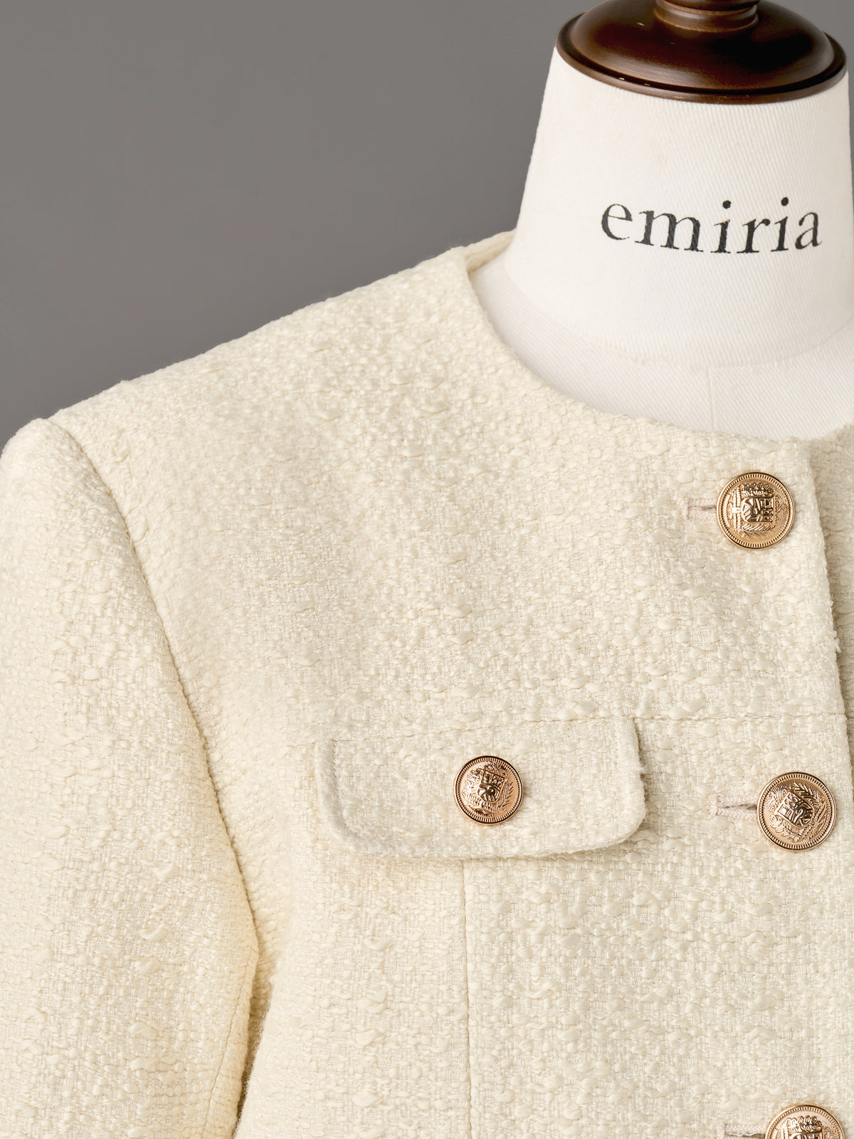 Chic Collarless Tweed Jacket | エミリアウィズ 公式オンラインストア
