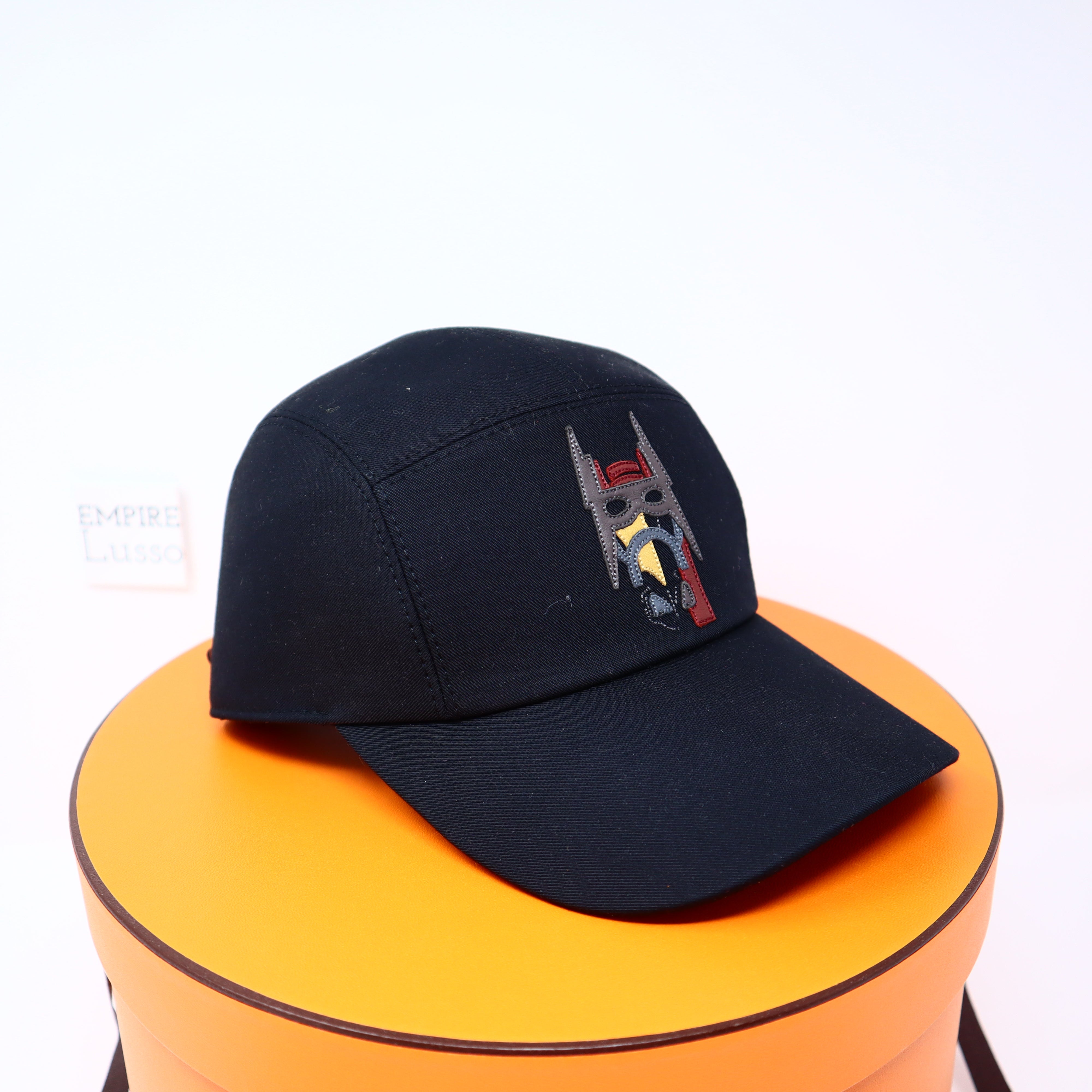 NEW HERMES HAT MEN CAP Nevada Super H Black Leather casquette