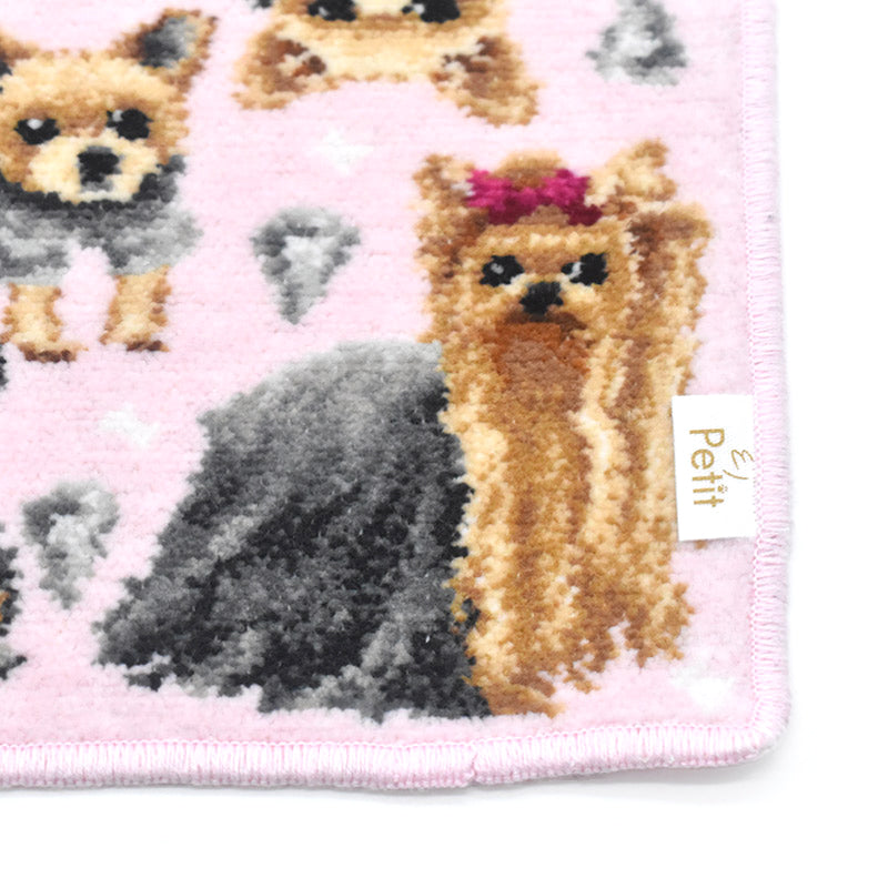 日本製 ヨークシャテリア ヨーキー シェニール織 ハンカチ 23cm 綿100