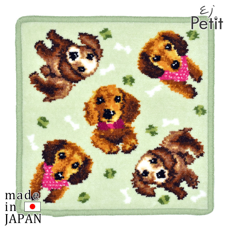 日本製 犬猫柄 ダックス 23cm 綿100% ハンカチ タオルハンカチ