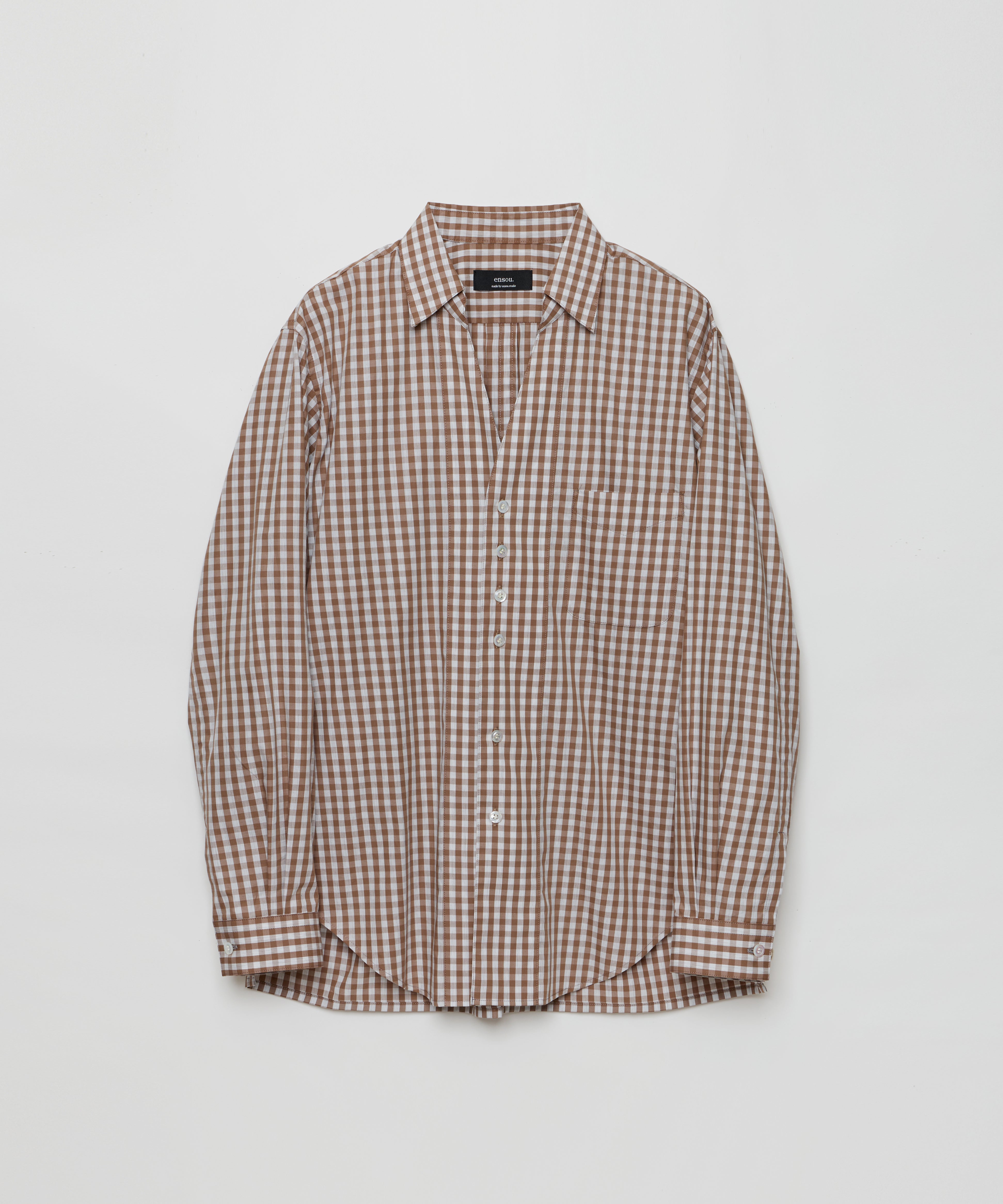 ensou. Gingham Childish Shirt (Beige) / E12S002