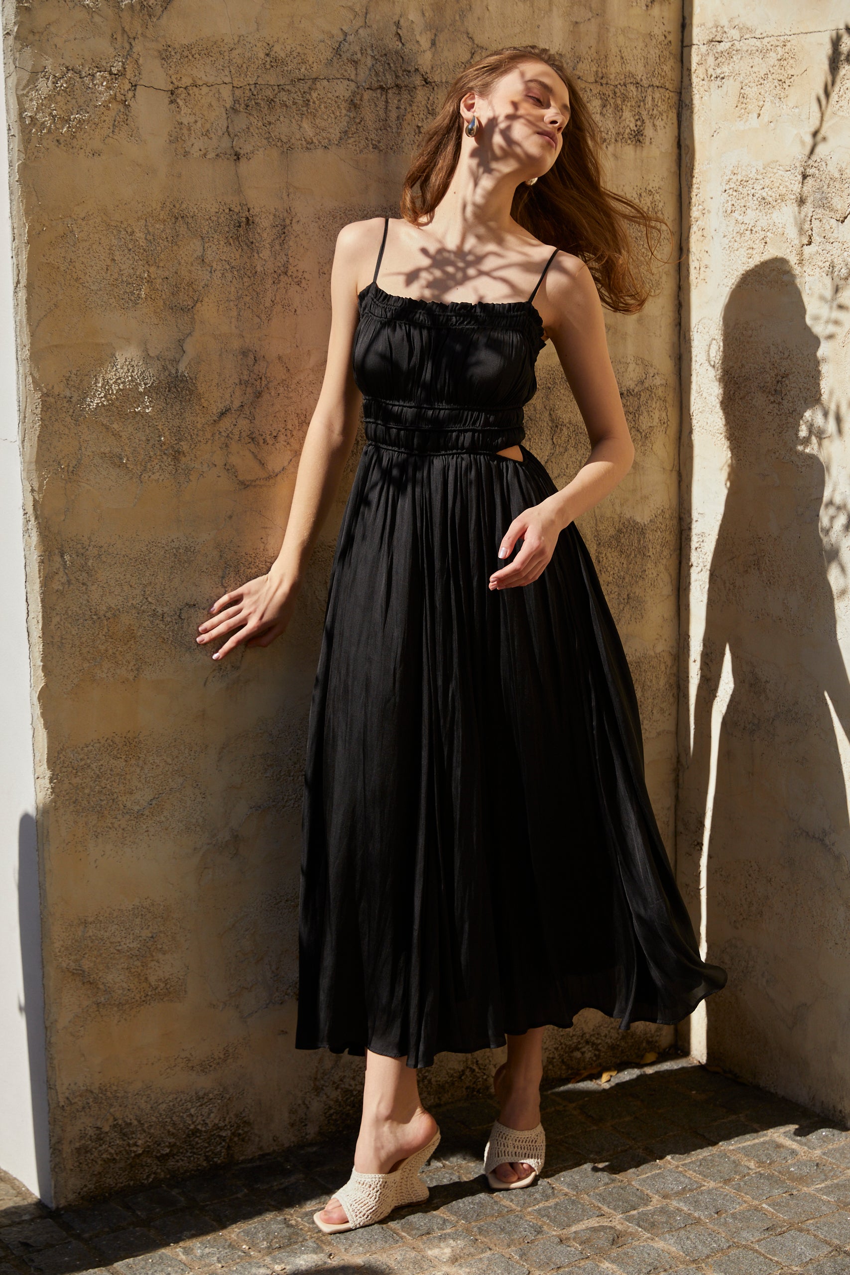 Julia Satin Long Dress -BLK- – Estella.K