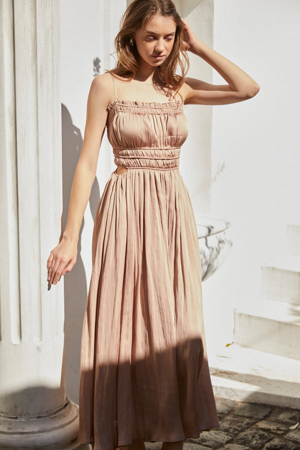 Julia Satin Long Dress -Mauve.beg- – Estella.K