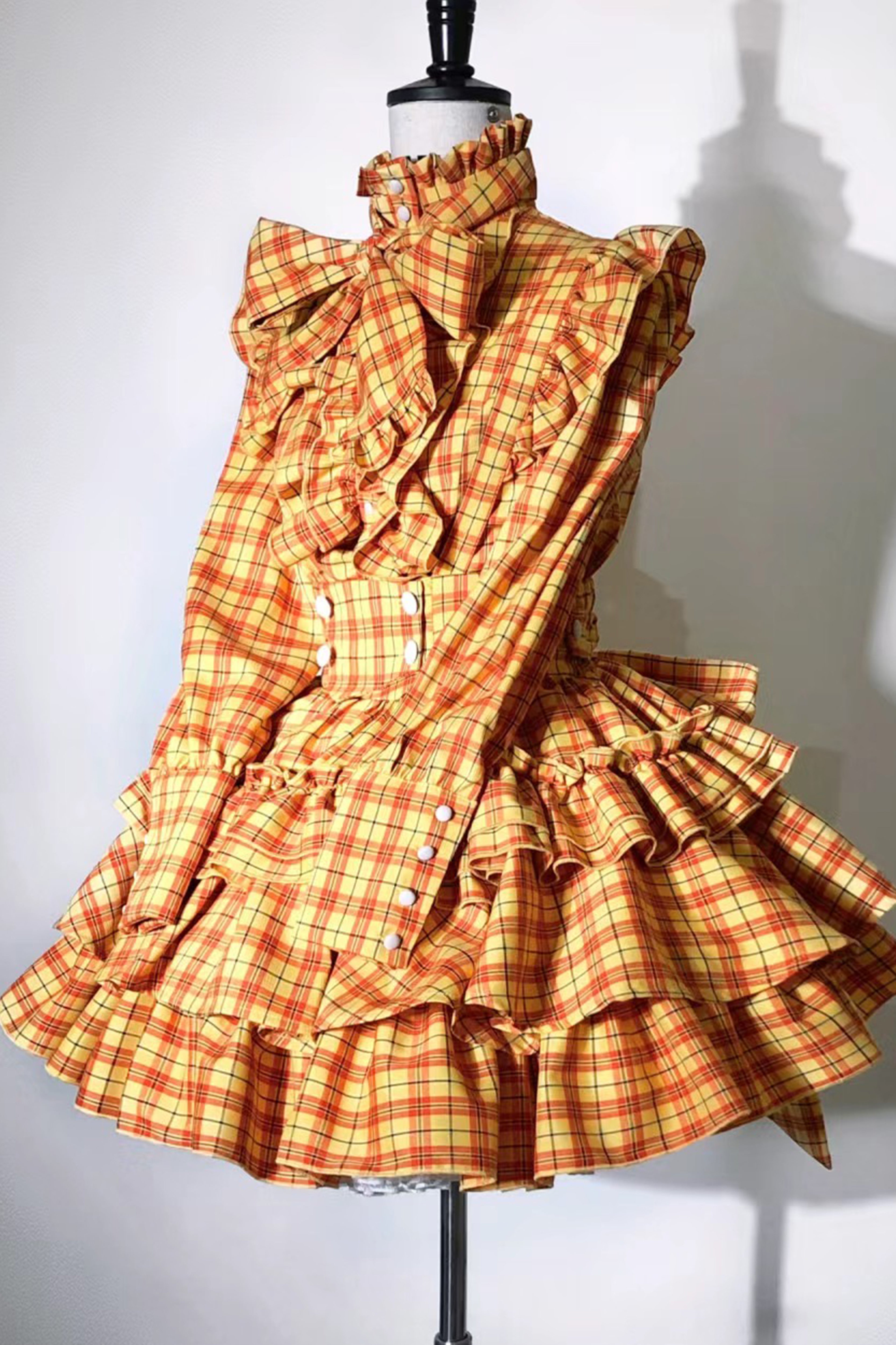 A Doll's House ブラウス(イエロー・ブルーチェック)【CATCOCOON