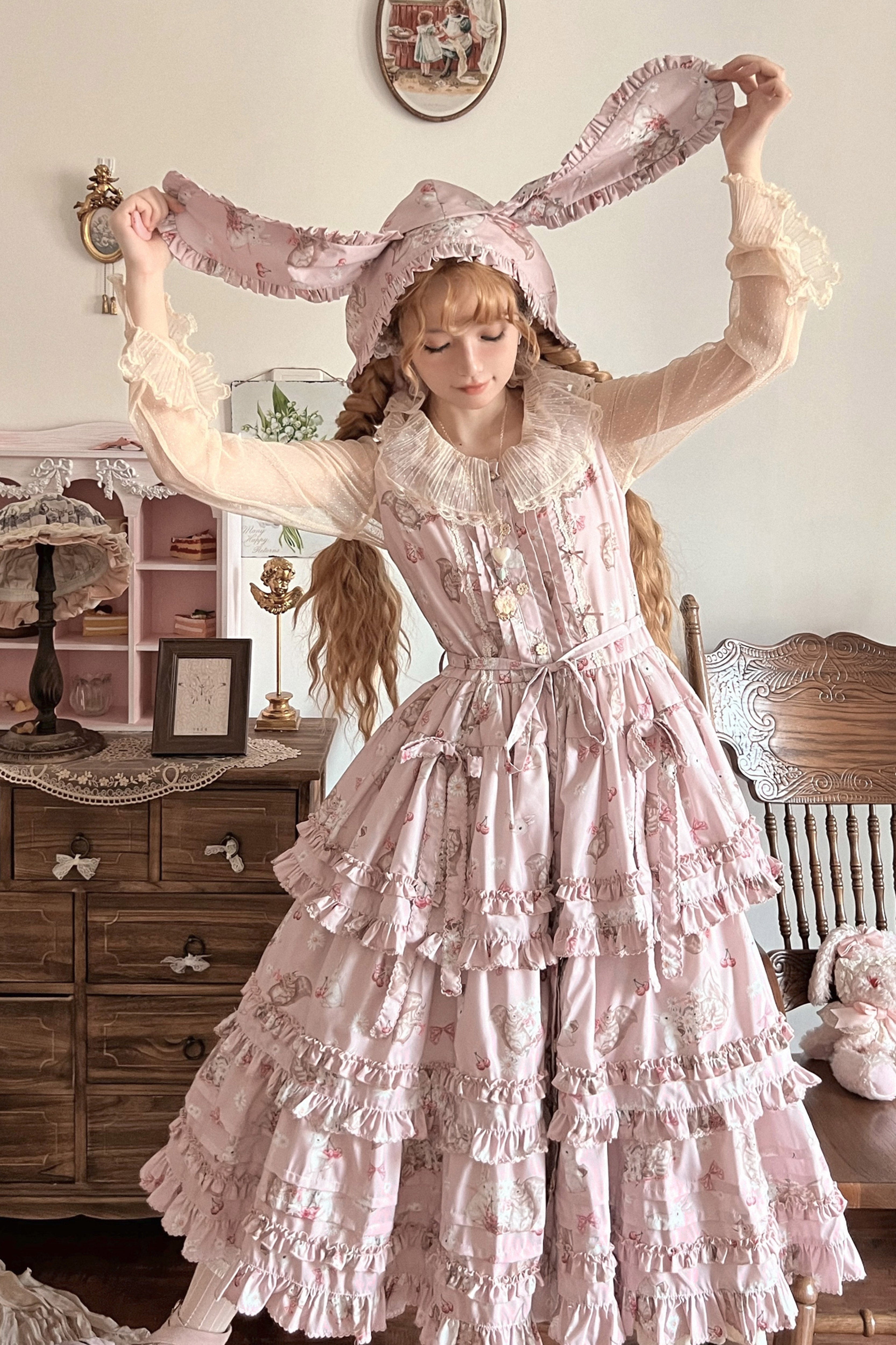 リスとウサギのジャンパースカート【Cotton Rabbit】 – Epetice