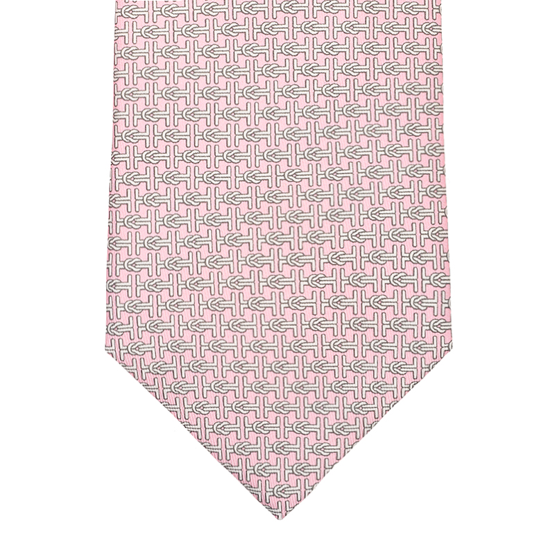 NEW HERMES TIES (H LOGO) SILK PINK