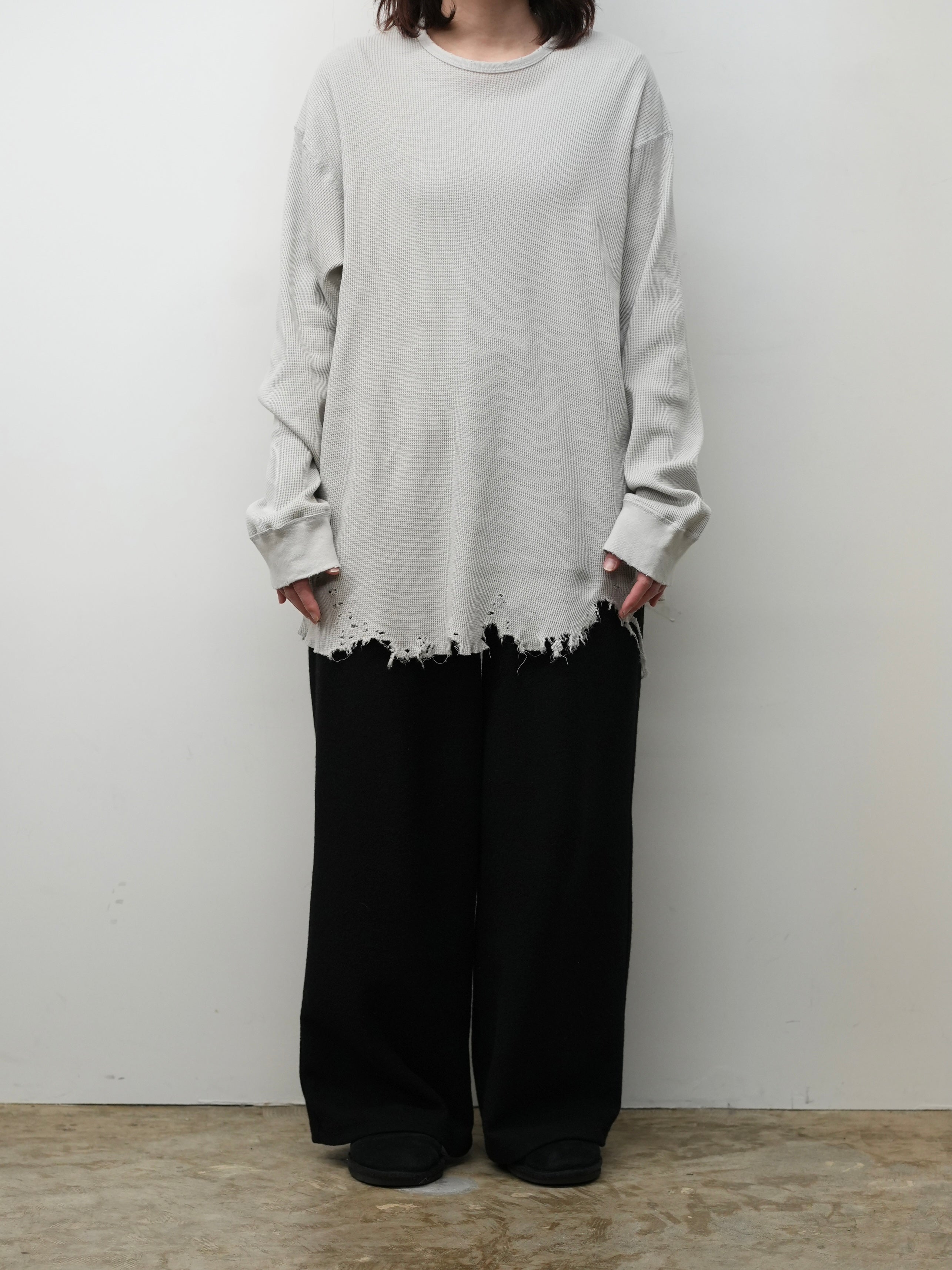 DAMAGE WAFFLE CREW LS(GREIGE)