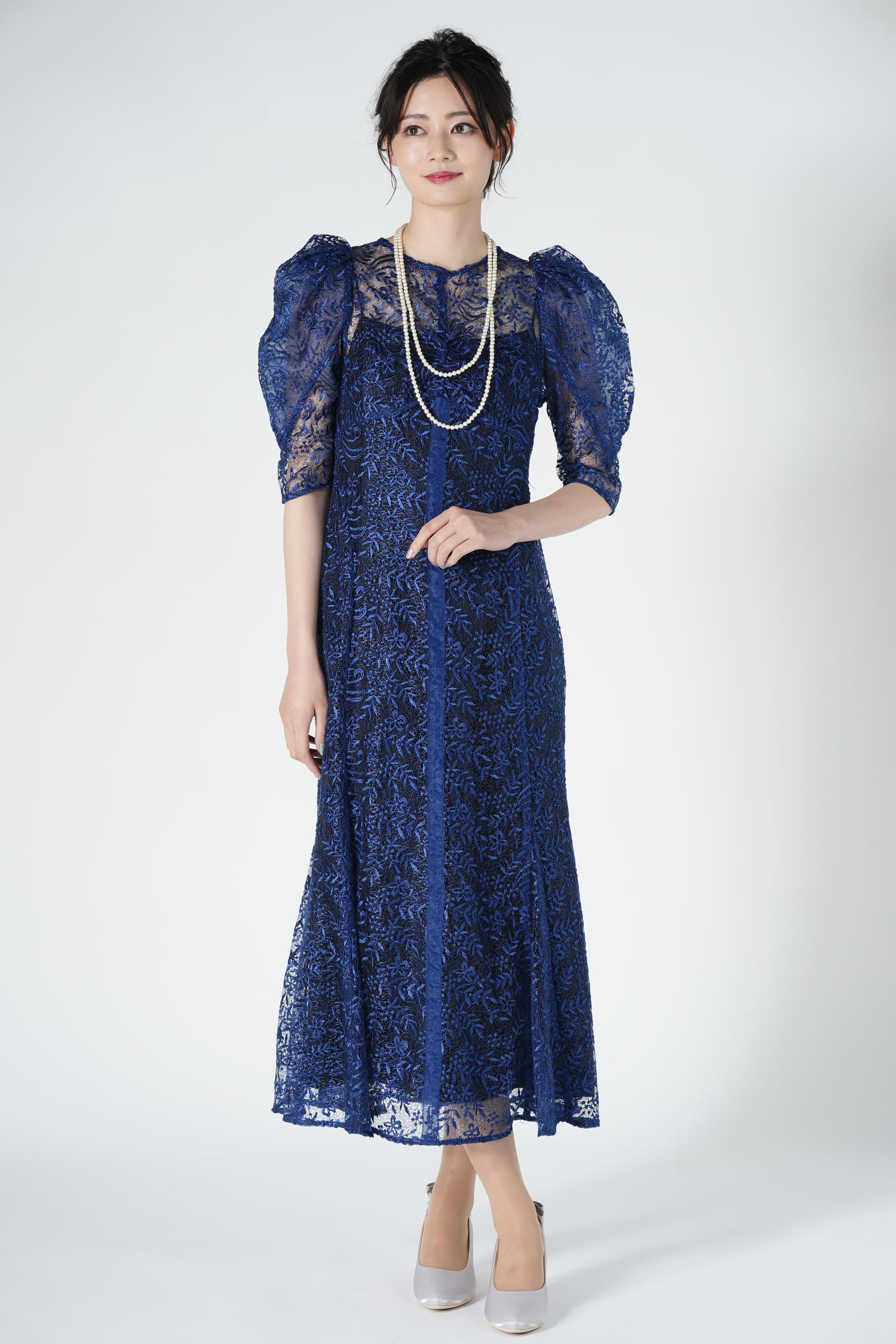 FRAY I.D チュール花柄ネイビードレス (S) をレンタル - 結婚式