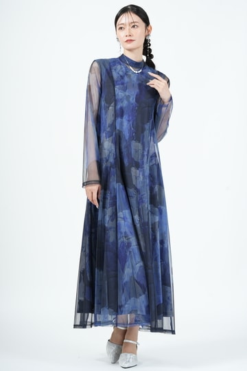 Ameri VINTAGE アート柄ブルードレス (M) をレンタル - 結婚式