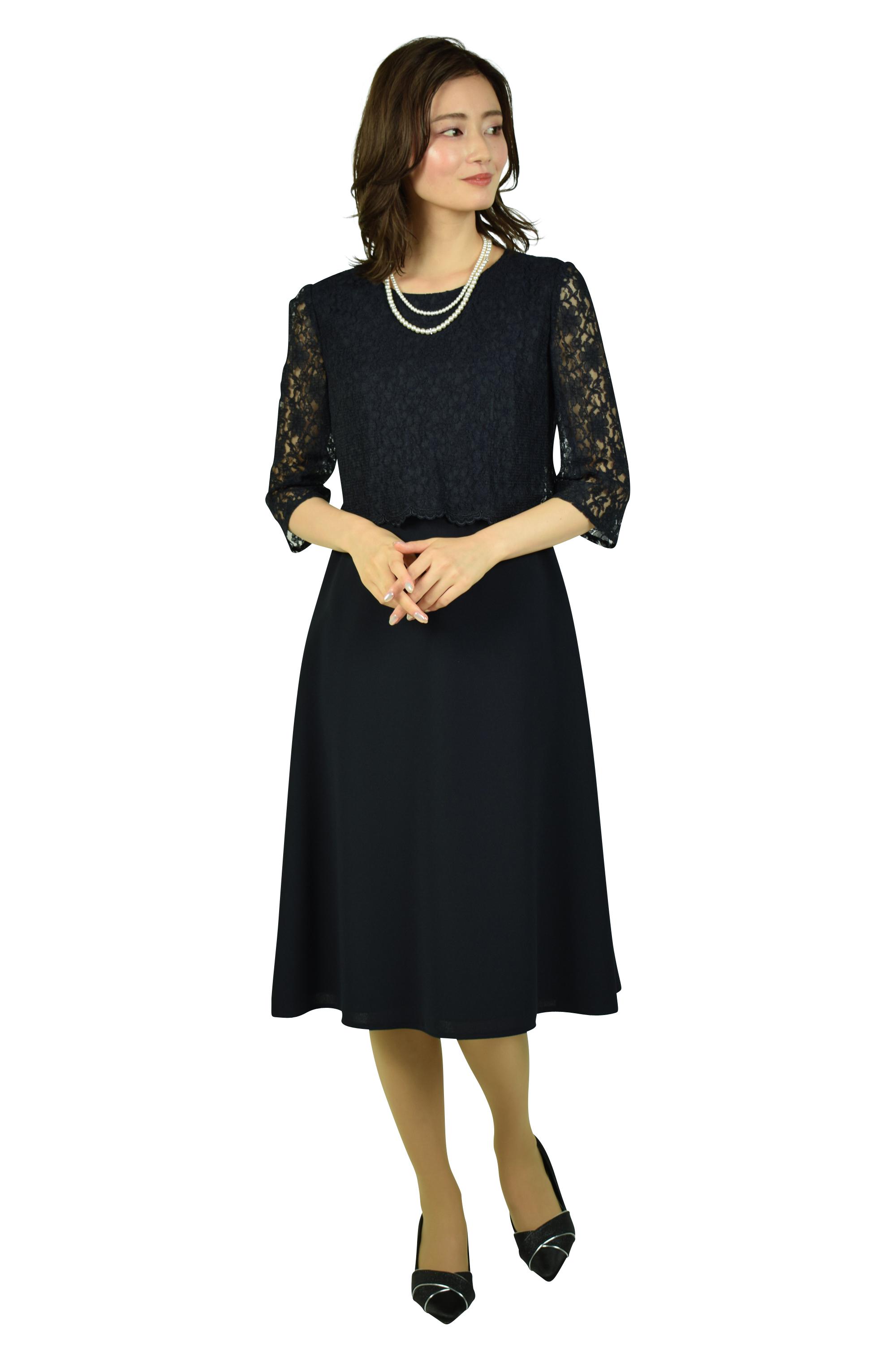 COCCOLUSSI 東京ソワール トップスレースネイビー×グレーワンピース