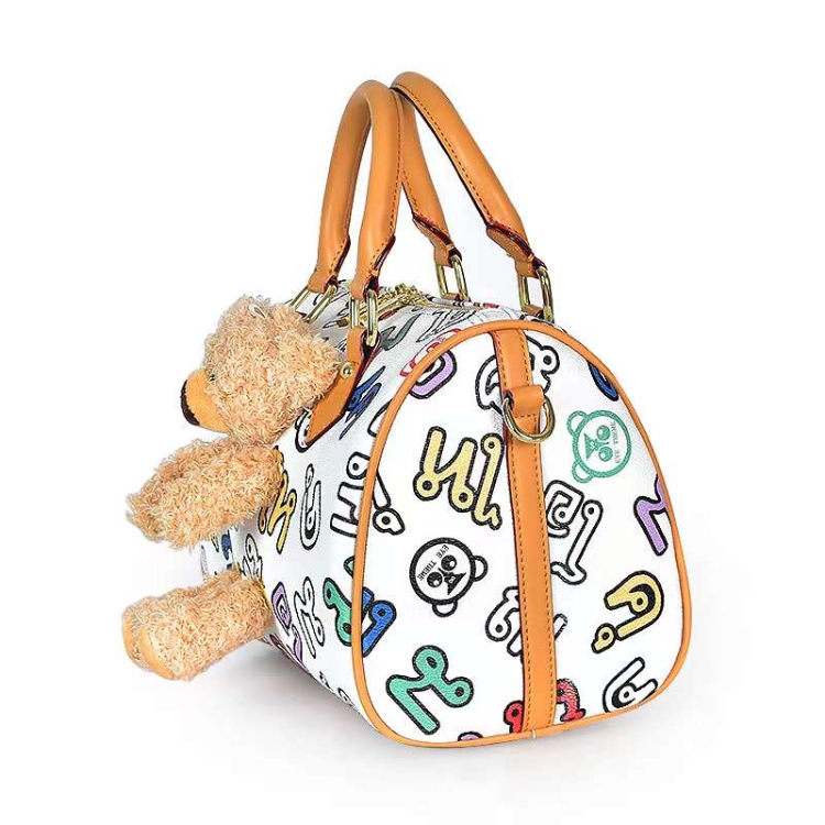 EYE THEME】アイテーマ ベアボストン型ハンドバッグ(ホワイト