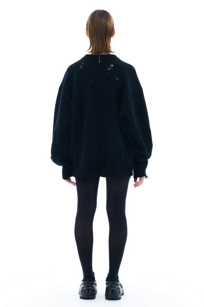 DAMAGED KNIT SWEATER / BLACK – FENNEL OFFICIAL EC STORE