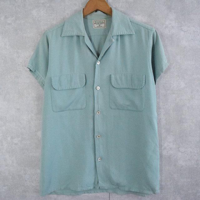 50年代 50s テンセル 開襟 ループカラー ミントグリーン |ビンテージ