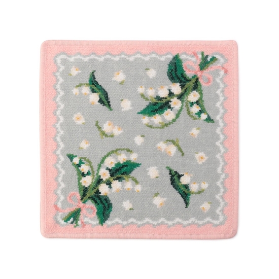 ピュールミュゲ ハンカチ(シルバーグレー×ピンク): FEILER｜フェイラー