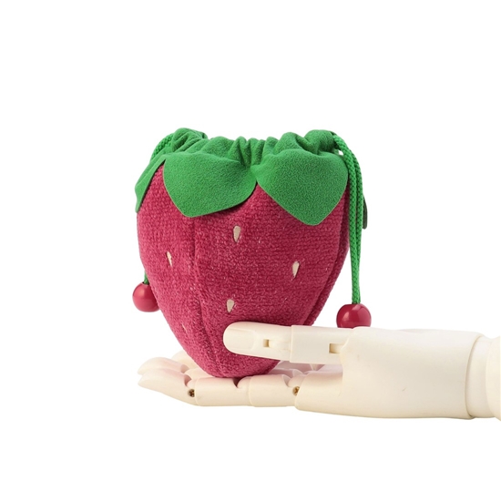 ストロベリードット イチゴ型巾着 L/STD-260094(ライトワイン