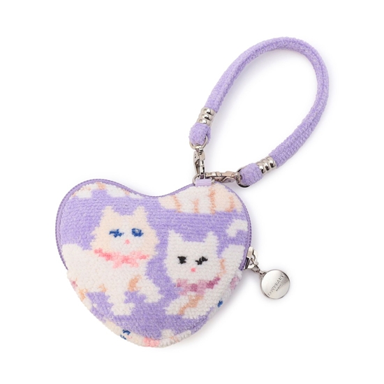 モフモフネコチャン ハート型ポーチ L/MNC-260284（WEB限定）(ペール