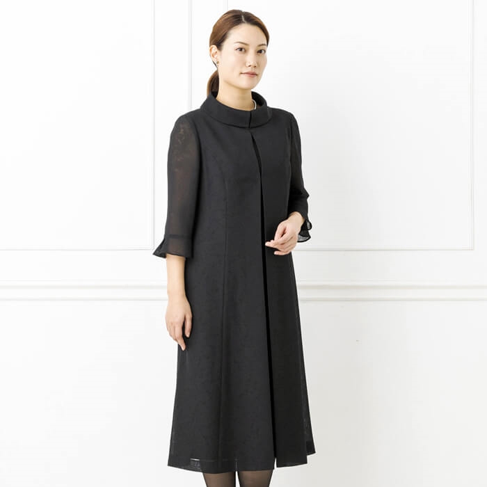 洗える｜ロングジャケットのアンサンブル 9号・ブラック｜東京