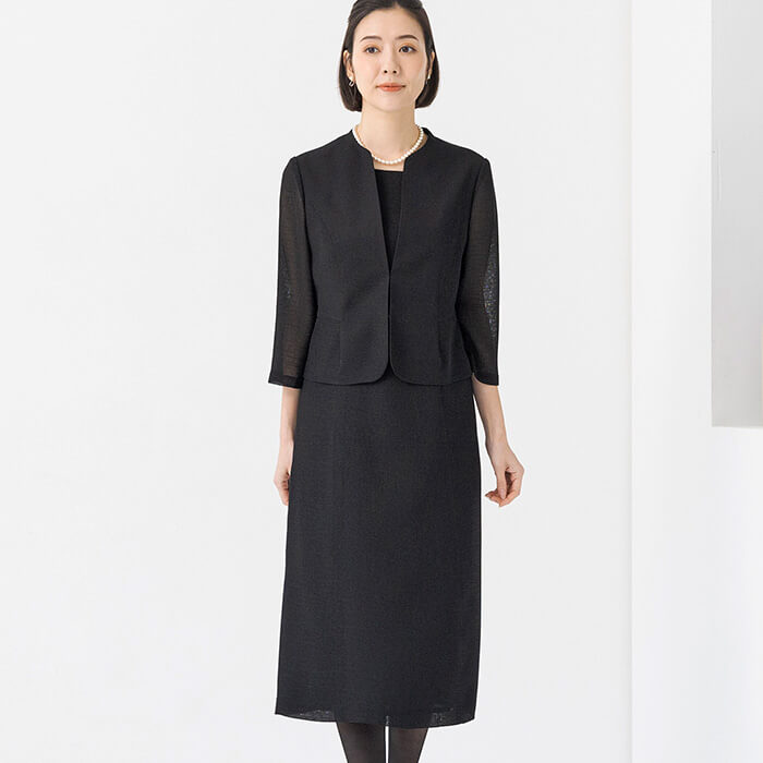 絽｜洗える夏用フォーマルワンピース 9号・ブラック｜東京ソワール