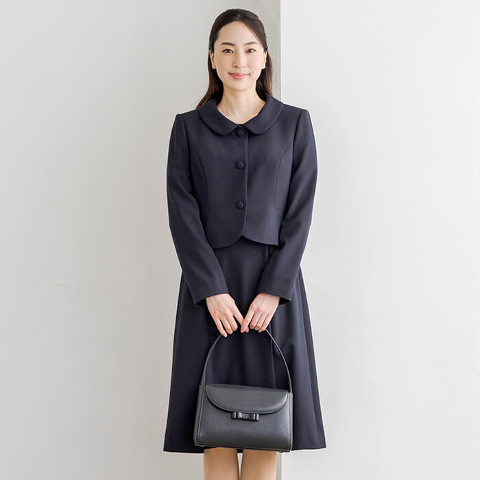 優しいショールカラーのお受験スーツ 9号・ネイビー｜東京ソワール