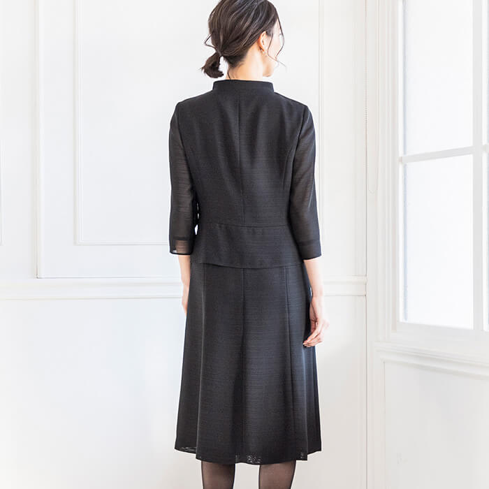 洗える｜絽素材の夏ワンピース 23号・ブラック｜東京ソワール