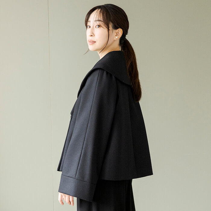ウール100％のショールカラーコート 9号・ブラック｜東京ソワール