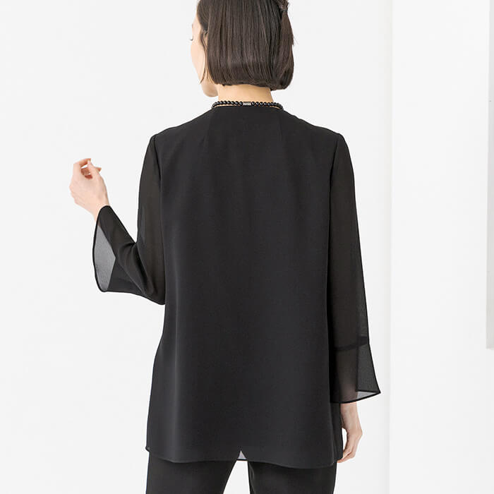 洗える｜着丈長めの夏用ブラウス 11号・ブラック｜東京ソワール