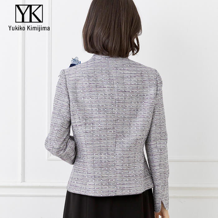 優しい色合いの米沢織ジャケット 15号・パープル｜東京ソワール