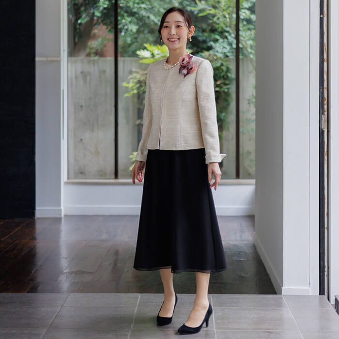 多彩色のお呼ばれジャケット 9号・ベージュ｜東京ソワールオンライン