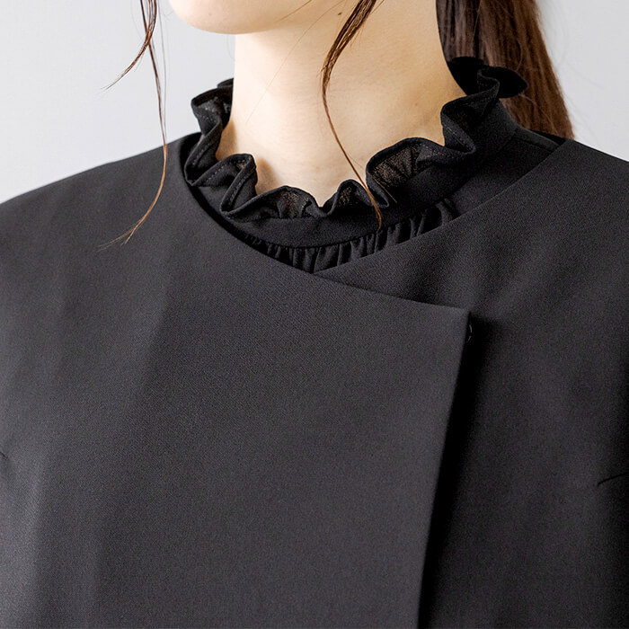 洗える｜ノーカラーのボレロジャケット M・ブラック｜東京ソワール